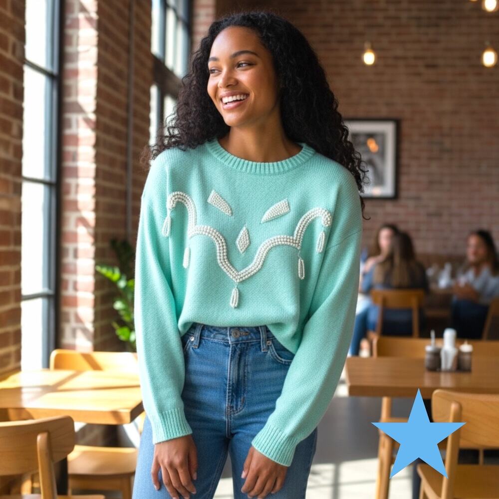 Vintage 80s WOMENS Dana Scott Mint Green Silk Angora Soft Fuzzy Sweater M 4 6 8